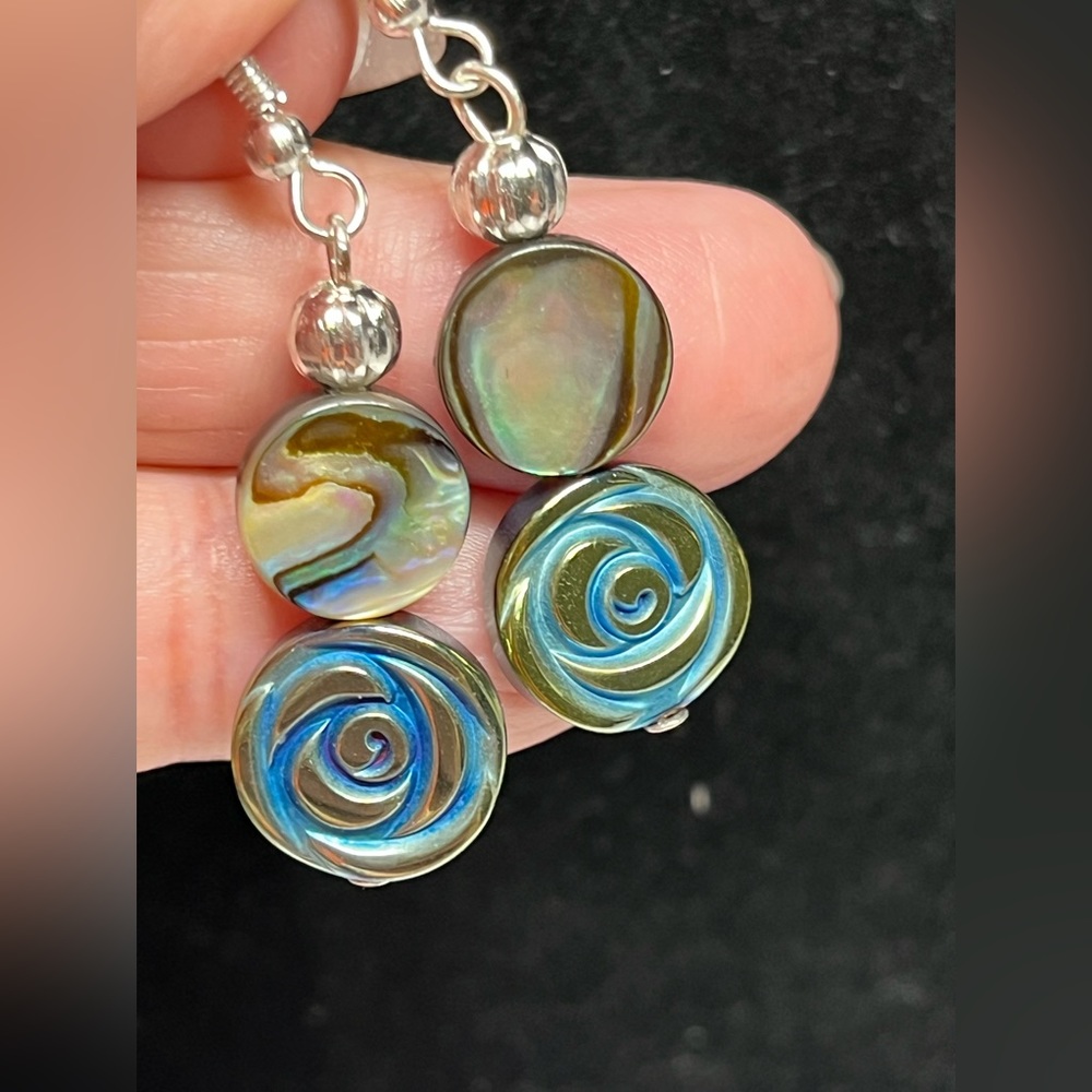 Abalone and hematite earrings